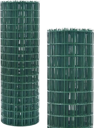 KenLung Feuerverzinkte Drahtgeflechtrolle,Grünes PVC-beschichtetes Drahtgeflecht,Schutzzaunnetz Für Gartenpflanzen Hühner Haustiere,100 cm X 15 M 1,5 cm X 1,5 Zoll Öffnung