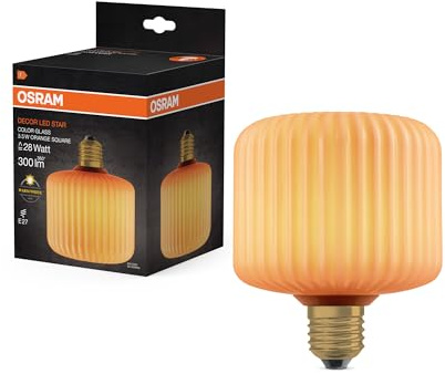 DECOR LED LAMP IN COLOURED GLASS IN COLOURED GLASS SQUARE ORANGE | 1906 DECOR LED FLAT LAMP 3.5W 827 E27 Non-DIM, LED Lamps, Orange, 120 mm dia, 25000 h, 1-Pack