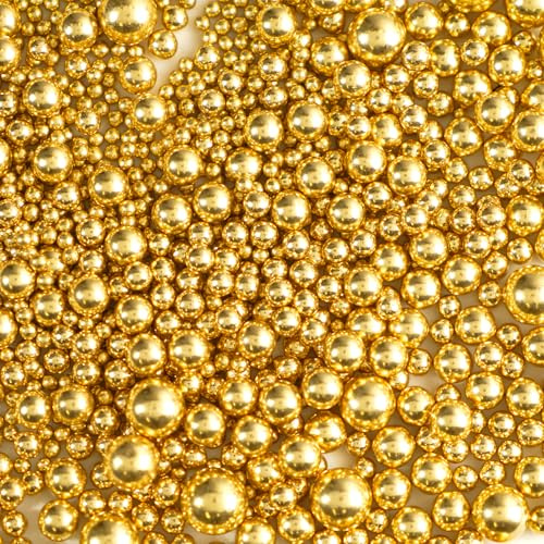 Pearl Sprinkles, Edible Pearls for Cake Decorating, Kosher & Halal (Gold Pearl)