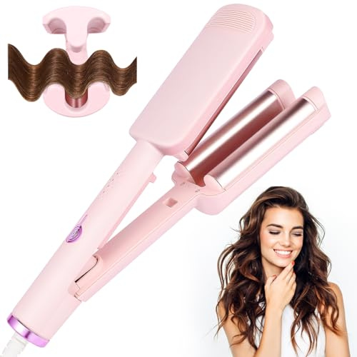 Rizador de Pelo Ondas 32mm, Beach Waves Plancha Ondas, Rizador Francés Iónico con 4 Temperaturas Ajustables, Antiquemaduras, Ideal para Principiantes y Todo Tipo de Cabello