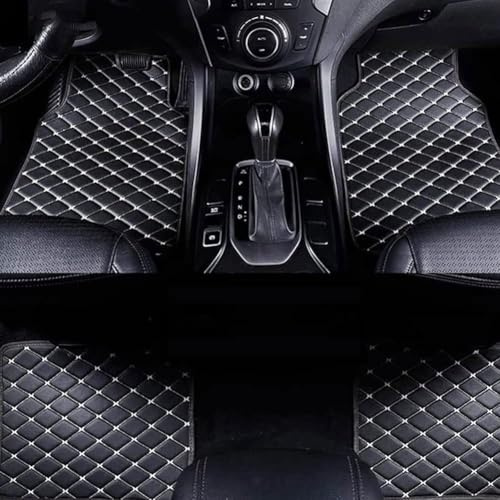 DTZAEUKE Auto Fußmatten Leder Für Mitsubishi Lancer 2009-2017, Fussmatten Allwetter Vorne Hinten Bodenmatte Set wasserdichte Automatten Teppiche ZubehöR,Black and White