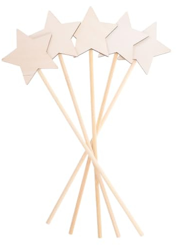 Feenstab Bastelset Sternenstab 10 Stück Holz für Junge Mädchen zum Basteln | Holz Sterne zum Bemalen, für Feenstäbe und Zauberstäbe Selber Basteln, Kindergeburtstage