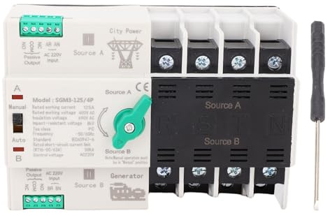 LOCADENCE Interruptor de transferencia automática de doble potencia, interruptor de cambio de generador 4P 400V 125A, transferencia automática y disyuntor de energía electrónico