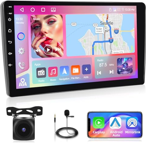Motorsi Carplay Autoradio per Fiat 500L 2012 con Android Auto, 4GB+64GB Android Bluetooth Car Stereo Schermo con GPS WiFi RDS/FM Radio SWC EQ USB Mirror Link Canbus + Telecamera Posteriore