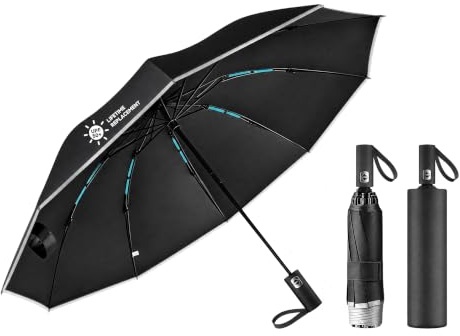 ZEPHAGUARD 10-Rib Compact Reverse Auto Open/Close Umbrella, High Windproof, Sturdy Fiberglass Frame & Durable Premium Handle, Ideal for Car & Backpack Use