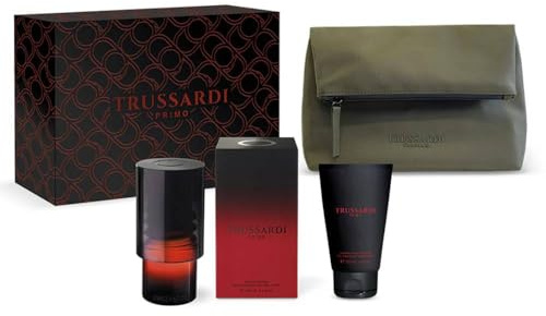 Trussardi Primo – Geschenkbox für Herren: Eau de Parfum 100 ml + Shampoo Shower Gel 100 ml + Kulturbeutel für Herren