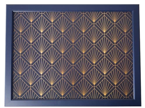 Cushioned Lap Tray with Beanbag Base Padded Surface for Laptops Meals Dining Work & Crafts Comfortable Lightweight (Assorted Designs) 44cm (Art Deco Print)