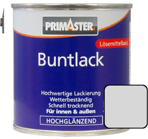 Primaster Buntlack 125ml Lichtgrau Hochglänzend Wetterbeständig Holz & Metall