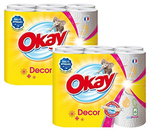 Okay Decor papier essuie tout blanc 6 rouleaux - lot de 2