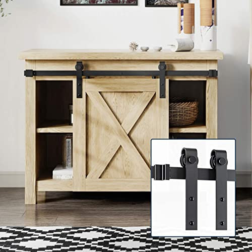 EaseLife Mini Barn Sliding Door Hardware Kit 6.2ft Easy to Install Slides smoothly Silently, Applicable for Window Storage, TV Stand and Other