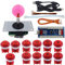 SJ@JX Arcade Game Stick Kit DIY Pulsanti con Logo 8 Vie Joystick USB Encoder Cable Controller per PC PS3 PS2 MAME Raspberry Pi Rosso