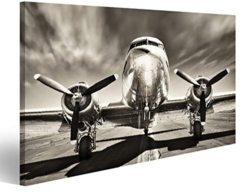 islandburner, Bild auf Leinwand Retro-Flugzeug - Leinwand Bild in verschiedenen Formaten für Wohnzimmer, Schlafzimmer oder Küche - Leinwandbilder, Wandbilder, Wand-Bilder Poster