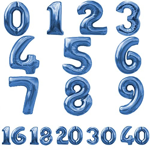 Folienballon Zahl 1 in Blau - XL Riesenzahl 80 cm - Geburtstag Hochzeit Deko Party Zahlenballon Jubiläum Ballon Luftballon Zahlenballon riesig groß xxl für Luftbefüllung Nummer dekoration junge boy
