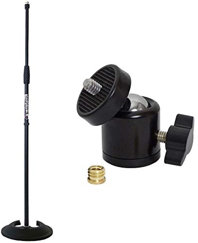 keepdrum MS096 Mikrofonständer gerade + Kugelgelenk Stativ-Adapter 1/4 zu 3/8
