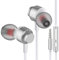 Garegce Auriculares intraurales, magnéticos con cable con micrófono y control de volumen de 3,5 mm, estéreo de alta definición compatible con iPhone 6S/6S Plus, Samsung/Huawei/iPad/Tablet-Silver