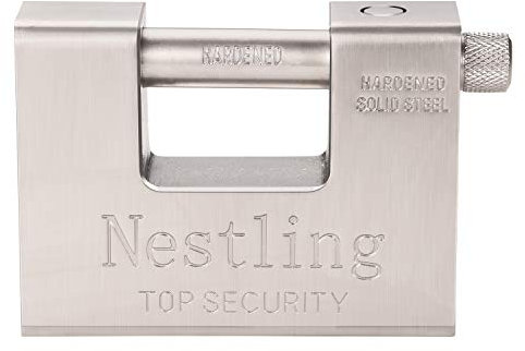 Nestling 1.1 KG Candado de Seguridad Resistente para Almacén, Cerraduras de Almacén para 20 '40' Contenedores / Garaje / Persiana, 94 mm Cadena Candados Seguridad Incluye 5 Llaves