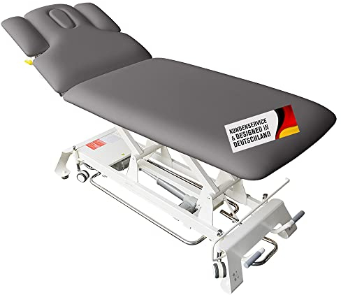 Promafit® Elektrische Massageliege Houston – VERGLEICHSSIEGER* – inkl. 3-teiliges Kopfteil, Armablagen & Papierrollenhalter – Ideal für Kosmetik & Therapie (höhenverstellbare 2-Zonen-Liege)