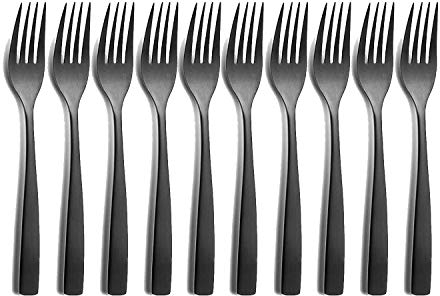 10er SET COMAS 6105 Kuchengabel BARCELONA SCHWARZ Edelstahl 18/10 / PVD-Beschichtung/Black-Finish