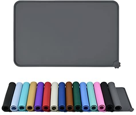 Reopet Silicone Pet Feeding Mat, Waterproof Food Mat with Raised Edges, Dog Cat Water Bowl Placemats, Feeding Mats for Food and Water Prevent Spill, Multiple Colors & Sizes for Pets