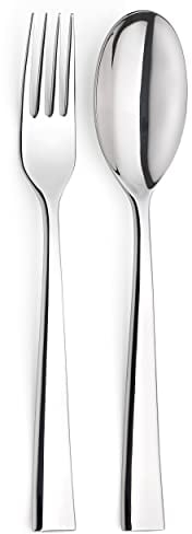 Th Thomas P501348 Essbesteck für die Küche, Edelstahl, inklusive großer Gabel und Löffel, leicht zu greifende Griffe, ideal zum Servieren von Salat, Nudeln, Gemüse, zum Teilen von Gerichten