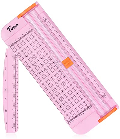 Firbon Coupe-papier A4 30,5 cm en titane droit avec règle latérale pour scrapbooking, artisanat, papier, coupon, étiquette, papier cartonné (rose)