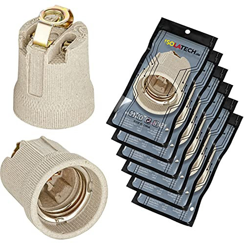 ISOLATECH 6pcs E27 douille en céramique avec étrier de fixation et M10x1 femelle LED lampes à économie d'énergie (max.250V/4A) ampoules Home plafond salle de bains résistant à la chaleur
