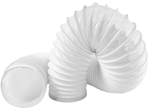 12,5 cm/125 mm – 3 m di lunghezza Bianco PVC tubo di raccolta polvere – Tubo vuoto flessibile – ideale per tende a serra, growbox, serre, ventilazione domestica plastica – tubo in acciaio a molla