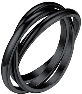 Bestyle 3er Ring Edelstahl Wickelring Damen Rolling Rings Fingerring Ehering Verlobungsring Ring Für Frauen Schwarz 62.1(19.8)