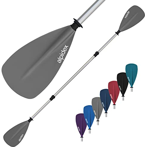 ALPIDEX 2 in 1 Paddel SUP Kajak Verstellbar Leicht Doppelpaddel Teleskoppaddel 160-207cm Aluminium Stechpaddel Stand Up Paddle Board Kajakfahren, Farbe:grau
