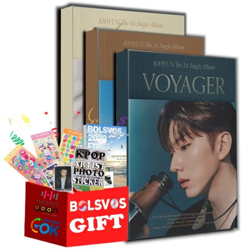 KIHYUN - Voyager [Full Set Ver.] (1st Single Album) 3 Albums+Pre Order Limited Benefits+BolsVos K-POP eBook (21p), 3EA BolsVos Stickers for Toploader, Photocards