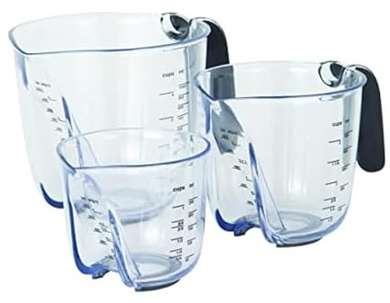 KitchenAid Universal Easy View Angled Measuring Cups, Set of 3, Clear with Black Handles