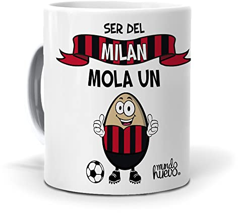 mundohuevo Taza Regalo Original Futbol. Ser del Milan Mola un Huevo. Ceramica AAA - 350 ml.