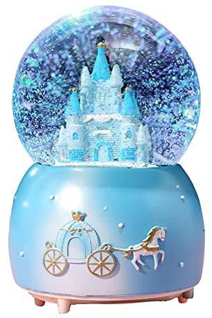 Schneekugel Verträumt Weihnachtspieluhr Prinzessin Schneewirbel Schneeflocken Spieluhr Melodien Glitzerkugel Musik Licht Musikbox Rosa Schüttelkugel Mädchen Damen Geschenk Geburtstag Valentinstag