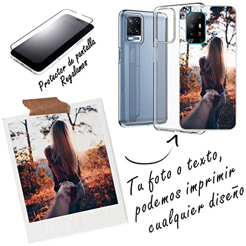 Feliz Tecno Funda Silicona Compatible con OPPO A94 4G,OPPO A54 5G / A74 5G / A93 5G,OPPO A74 4G,Personalizada con Foto o Dibujos,Fundas para movil de OPPO (OPPO A94 5G)
