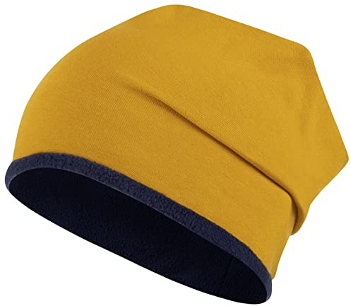 Smarilla Wintermütze Junge Kindermütze Beanie Fleece gefüttert, Größe: 54-56, Farbe: Senfgelb