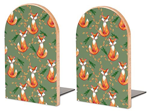 Renard et Renard Empreintes Bois Serre-Livres Anti-dérapant Support de Livre Grand Serre-Livres Organisateur pour Bureau Maison étagères de Bureau