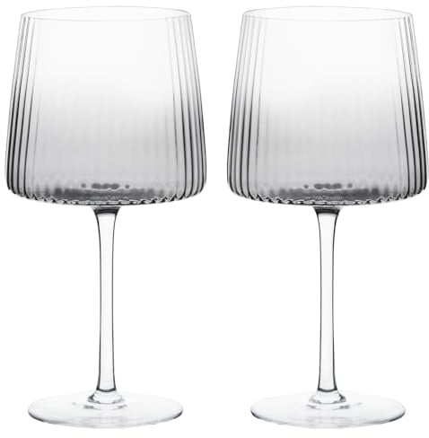 Anton Studio Designs Empire Handmade Gin Glasses for Wine, Cocktails, or Water - 700 ml - Smoke Grey - Set of 2 Elegant Cocktail Glasses