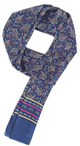 WANYING Edler 100% Seide Herrenschal 11 Momme Seidenschal für Herren Schaltuch Casual Business 155×26cm - Paisley Muster Dunkelblau