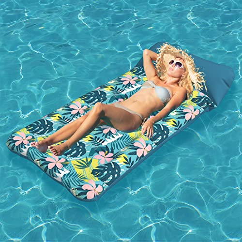 Übergroße Pool Luftmatratze Mit Stoffbezug, 185,6 X 99,1 cm, Aufblasbare Schwimmhilfen Für Das Sonnenbaden Im Pool Matratze Für Erwachsene, Schwimmmatratze Und Poolflöße