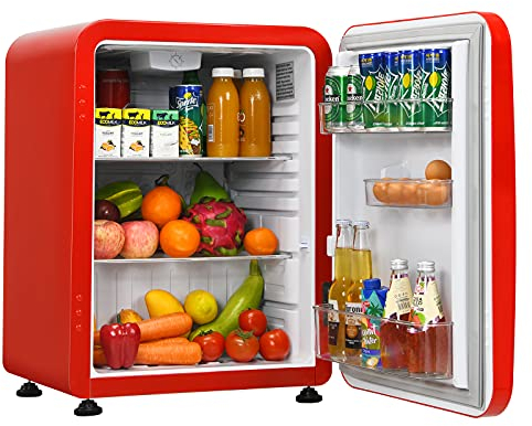 TANGZON Mini Refrigerator, 42L/68L Compact Portable Fridge with Auto Defrost, Reversible Hinged Door, Adjustable Temperature and Glass Shelf, Table Top Cooler for Home, Office & Dorm (68L, Red)