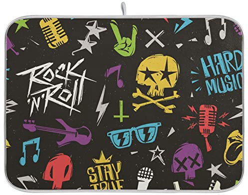 Rock Endless 90er Jahre Geschirrmatte Abtropfmatte Küchentheke Abtropfmatte Geschirrtrockner Matte Geschirr Abtropfmatte Küche Arbeitsplatte Dekor Küchenarbeitsplatte Dekor Küchenhelfer hitzebeständig