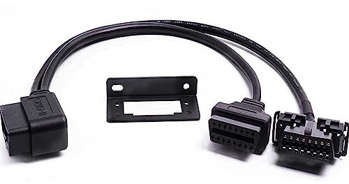 GFFG rechtwinklig Universal OBD II OBD2 16pin Verlängerungsplitter y Kabel 1 männlich auf 2 weiblich mit Unterdassenhalterung für GPS