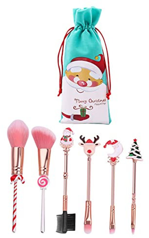 Beavorty 6stücke Cartoon-kosmetikpinsel Aus Synthetikfaser Für Foundation Augencreme Lidschatten Und Puder Flache Borsten Weihnachtsmotiv