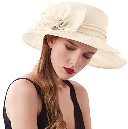 HANXIULIN Chapeaux Cérémonie Capeline Robe d'été pour Femme Chapeau Large Feuille Fleur Chapeau de Douche Nuptiale Chapeaux de Soleil Chapeau de Plage Bonnet Qui Bouge