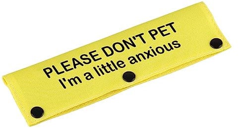 Funny Dog Leash Sleeve Please Don't Pet I'm a Little Anxious Pet Leash Wrap Wrap Alert Hanging ID Patch Tag(Little Anxious-YE Sleeve)