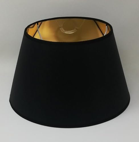 Schwarzer Lampenschirm mit Goldfutter, Kegelform, für Tischlampe, Stehlampe, handgefertigtes Produkt (Schwarz, 30x20x18)