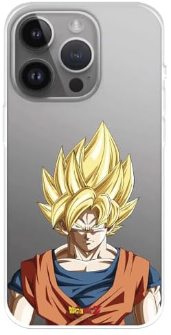 Case Compatible with iPhone 15 Pro MAX Official Dragon Ball Goku Super Saiyan to Protect Your Mobile Phone, Transparent Flexible Silicone Case with Official Dragon Ball License