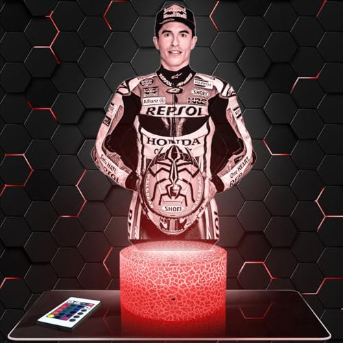 Nachttischlampe M.Marquez GP moto Pilot deko Racing. Geschenkidee Mann objekt M.Marquez GP moto Pilot Nachtlicht Erwachsene deko Zimmer. originell TOP