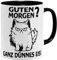 OM3® lustige Tasse mit Spruch - Morgenmuffel Katze - Guten Morgen - Statement | Keramik Becher | 11oz 325ml | Beidseitig Bedruckt | Schwarz