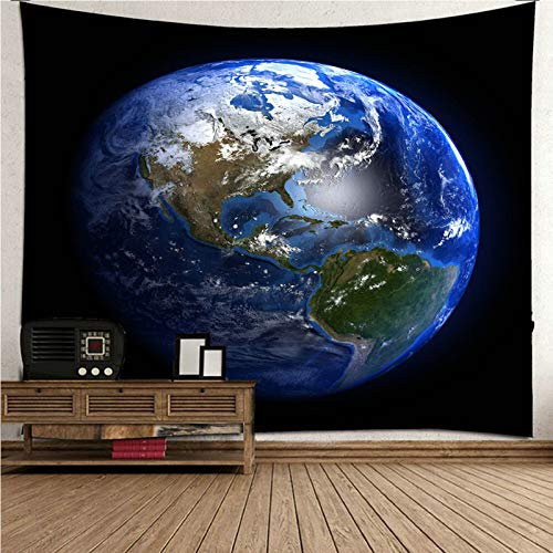 CEVAN Wandteppich Modern Tapisserie Antik Erde Wandteppich Fensterblick Wanddekoration Jugendzimmer Junge Kunst Dekorationen Decke Wandbehang Stoff Blau Schwarz 300x250cm